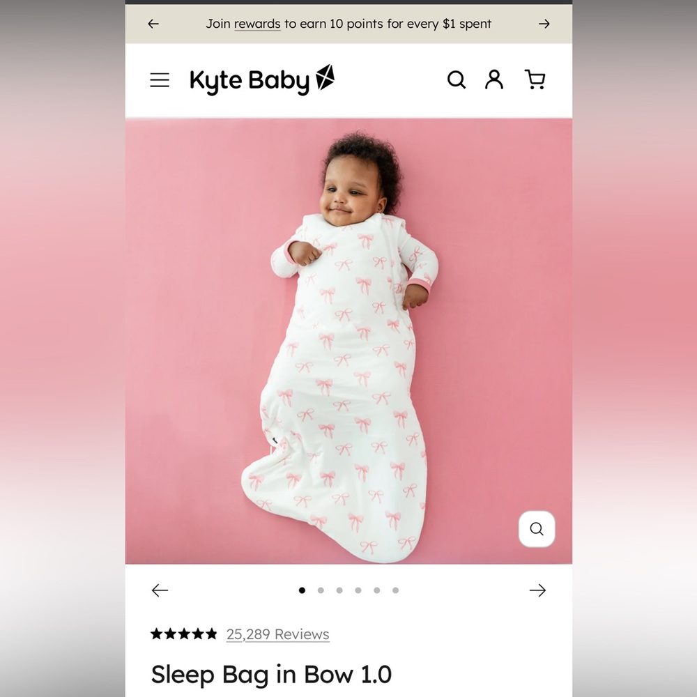 Kyte BABY Bow Sleep Sack/Bag - size S, 1.0 TOG (sold out online)
